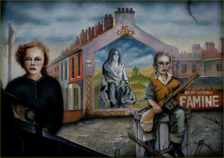 Stephen Mc Grogan's artwork titled ,Belfast through the eye's of a child, 